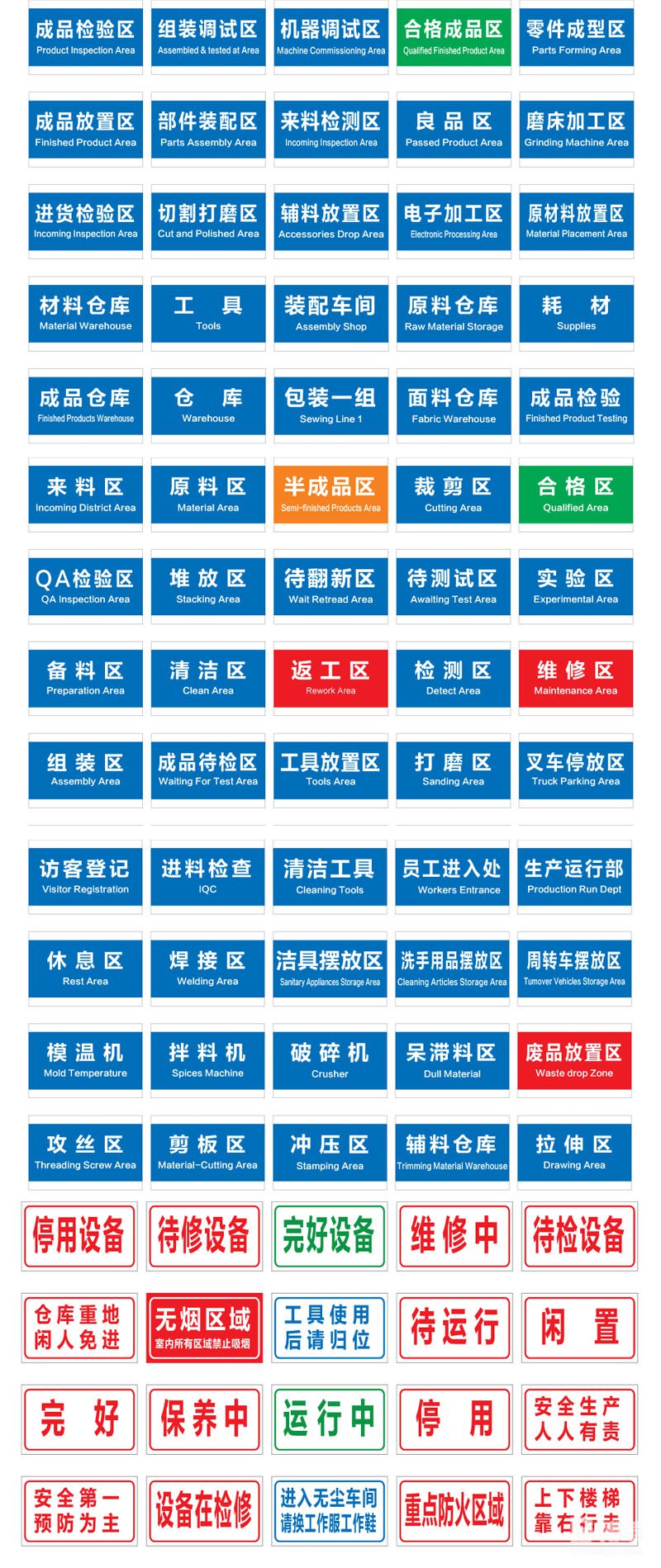 倉庫管理區域標識牌 倉庫管理區域標識牌